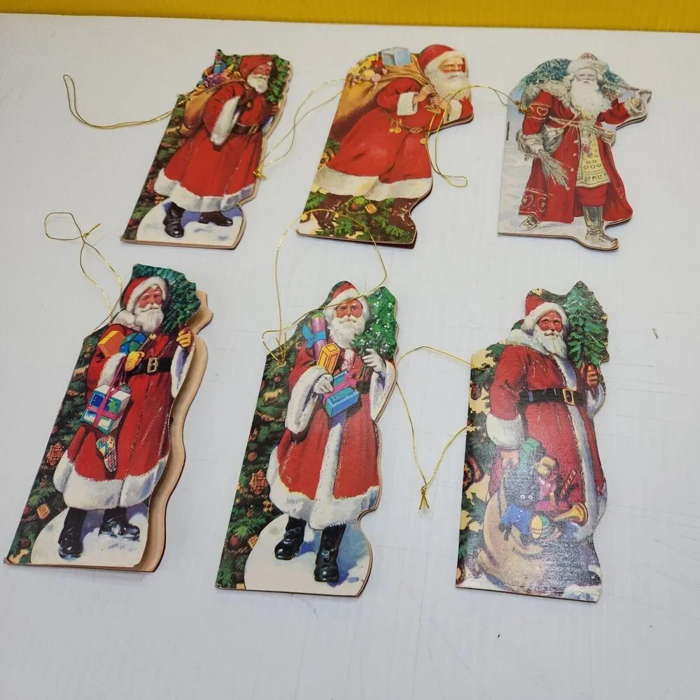 [lot 6] Vintage Santa Ornament Die Cut Cardboard Decoration Books Taiwan